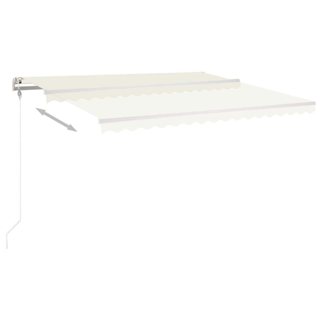 Copertină retractabilă manual, cu stâlpi, crem, 4,5x3 m