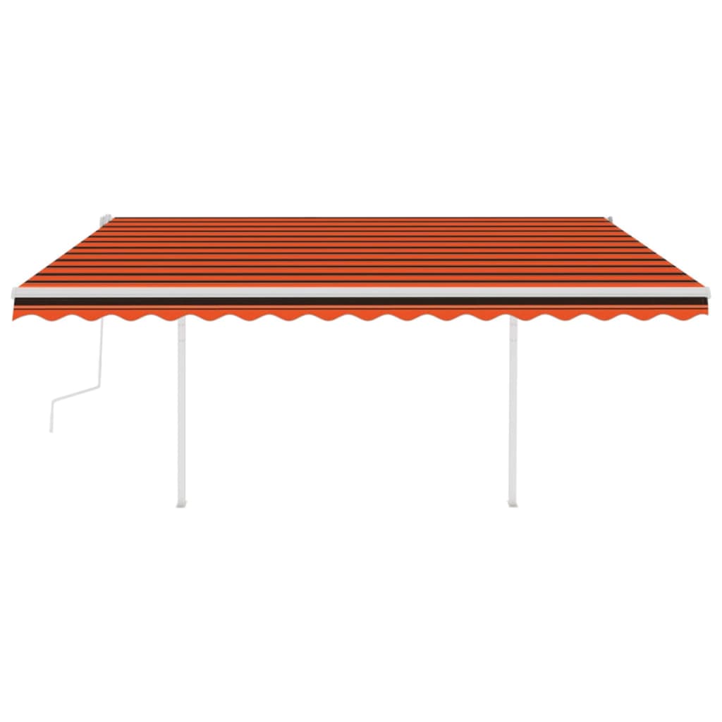 Copertină retractabilă manual cu LED, portocaliu/maro 4,5x3 m