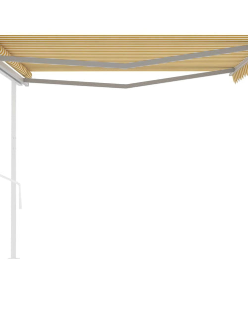 Загрузите изображение в средство просмотра галереи, Copertină retractabilă automat, cu stâlpi, galben&amp;alb, 4,5x3 m
