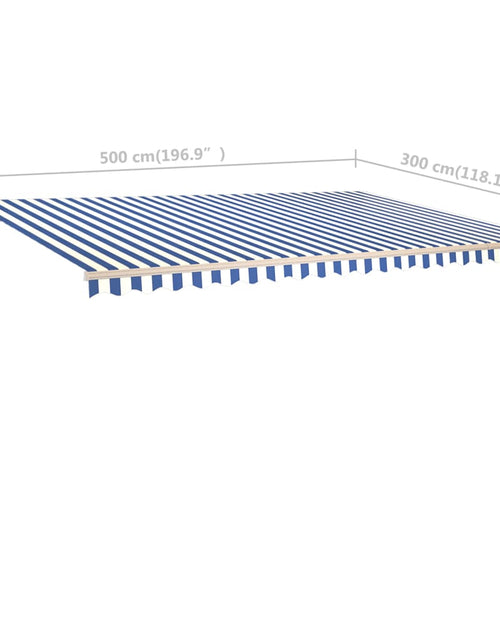 Încărcați imaginea în vizualizatorul Galerie, Copertină retractabilă manual, cu stâlpi, albastru &amp; alb, 5x3 m
