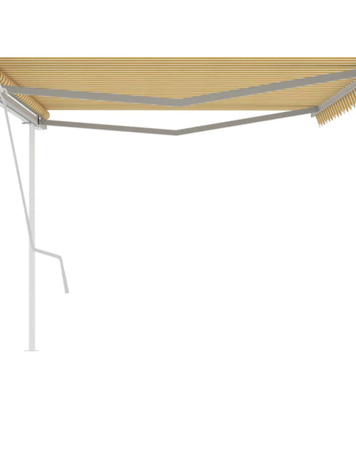 Încărcați imaginea în vizualizatorul Galerie, Copertină retractabilă manual, cu stâlpi, galben și alb, 5x3 m - Lando
