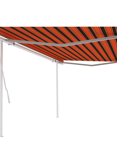 Încărcați imaginea în vizualizatorul Galerie, Copertină retractabilă manual, cu stâlpi, portocaliu&amp;maro 5x3 m
