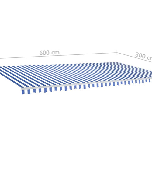 Загрузите изображение в средство просмотра галереи, Copertină retractabilă manual cu stâlpi, albastru/alb, 6x3 m
