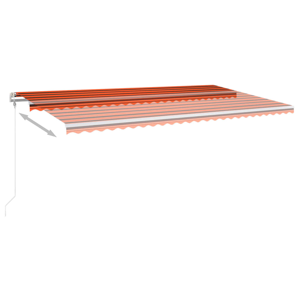 Copertină retractabilă manual cu stâlpi portocaliu/maro 6x3 m