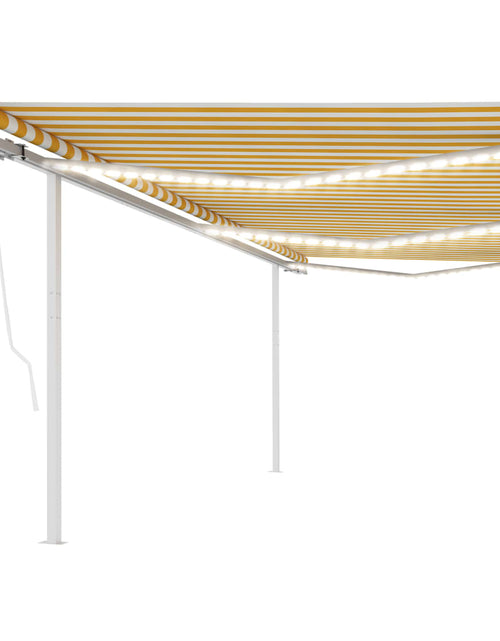 Încărcați imaginea în vizualizatorul Galerie, Copertină automată cu senzor vânt &amp; LED, galben&amp;alb, 6x3 m
