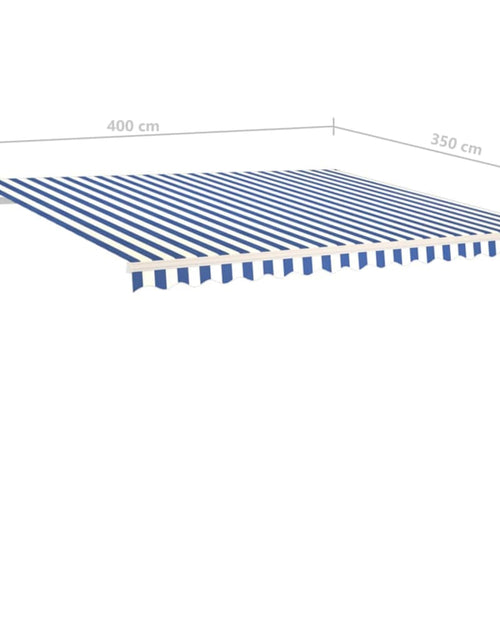 Încărcați imaginea în vizualizatorul Galerie, Copertină retractabilă manual cu stâlpi, albastru&amp;alb, 4x3,5 m
