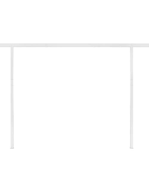 Загрузите изображение в средство просмотра галереи, Copertină retractabilă manual cu stâlpi, galben și alb, 4x3,5 m
