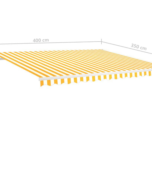 Încărcați imaginea în vizualizatorul Galerie, Copertină retractabilă manual cu stâlpi, galben și alb, 4x3,5 m
