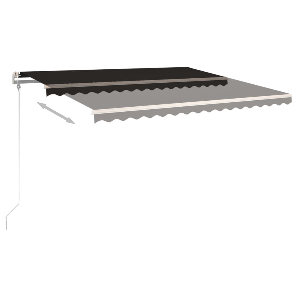 Copertină retractabilă manual, cu stâlpi, antracit, 4x3,5 m