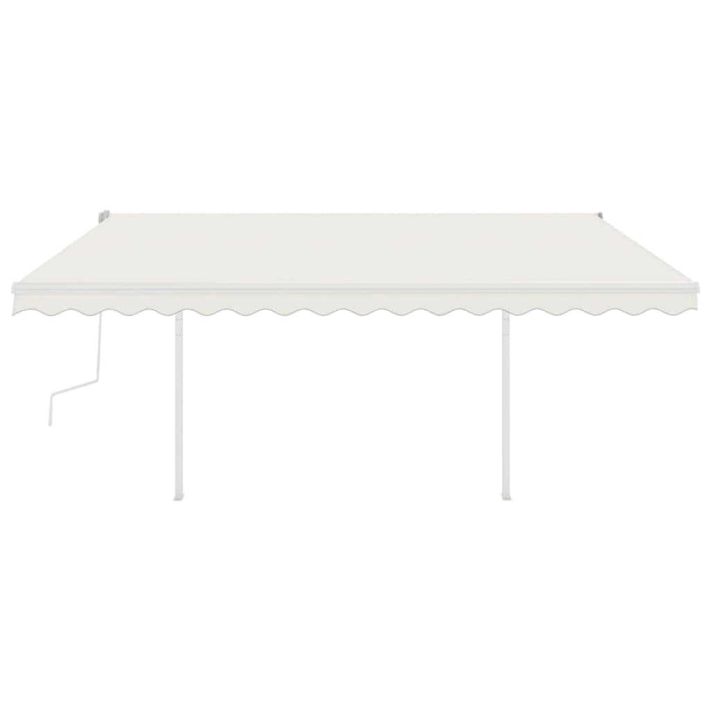 Copertină retractabilă manual, cu LED, crem, 4x3,5 m