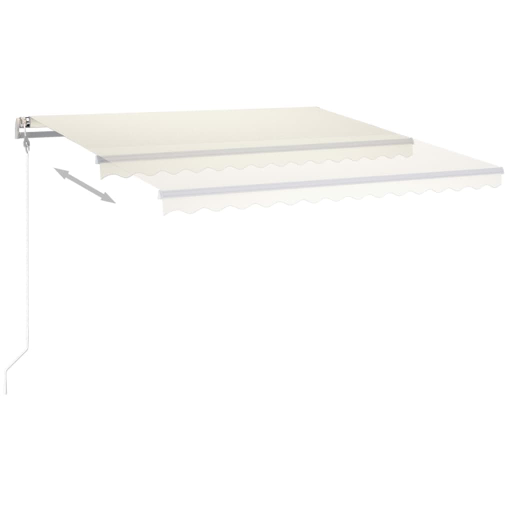 Copertină retractabilă manual, cu LED, crem, 4x3,5 m