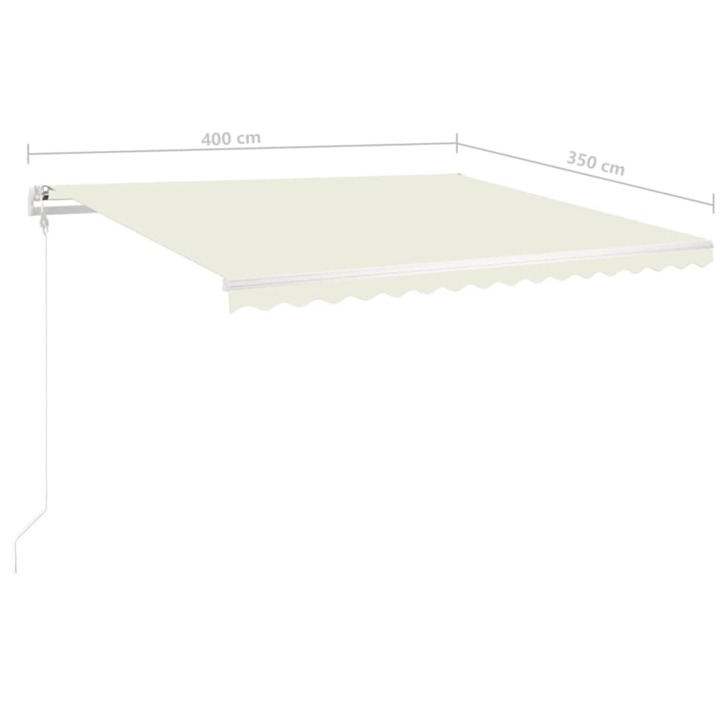 Copertină retractabilă manual, cu LED, crem, 4x3,5 m