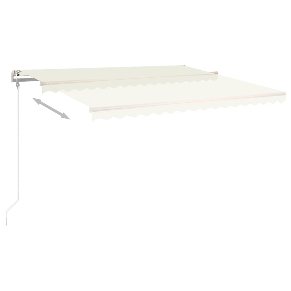 Copertină retractabilă manual, cu stâlpi, crem, 4,5x3,5 m