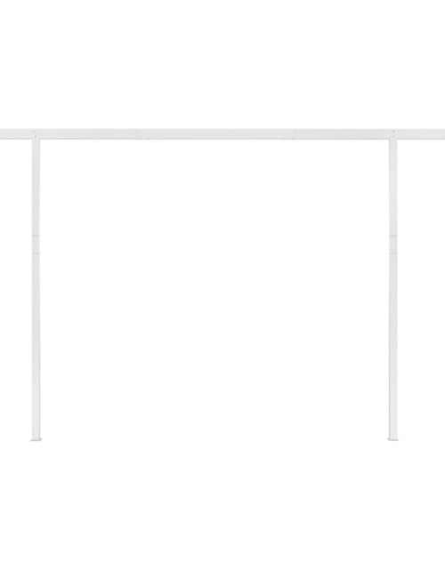 Загрузите изображение в средство просмотра галереи, Copertină retractabilă manual, cu stâlpi galben/alb, 4x3,5 m
