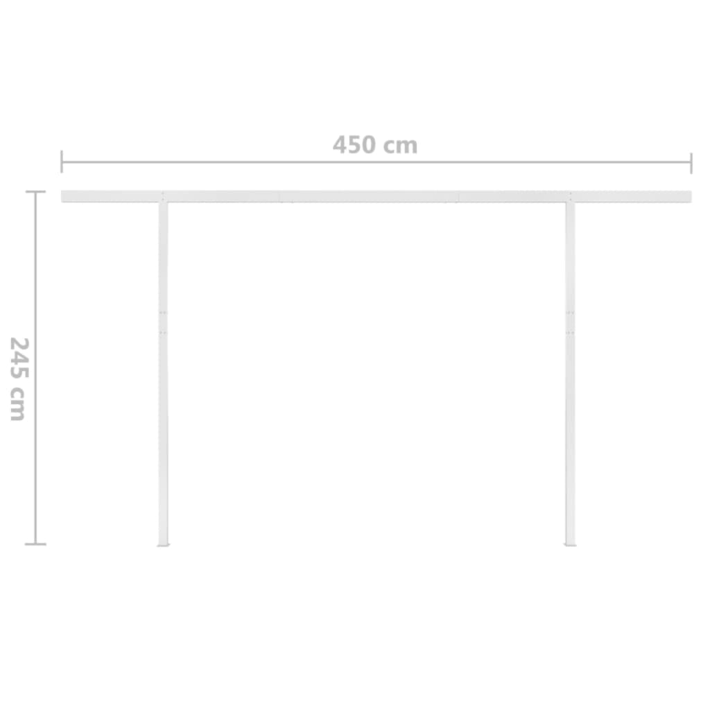 Copertină retractabilă manual stâlpi portocaliu/maro,4,5x3,5 m