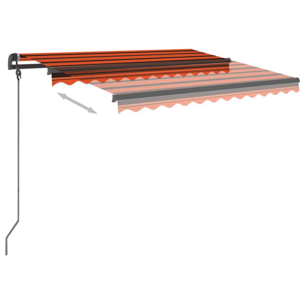 Copertină retractabilă automat, stâlpi, portocaliu&maro 3x2,5 m