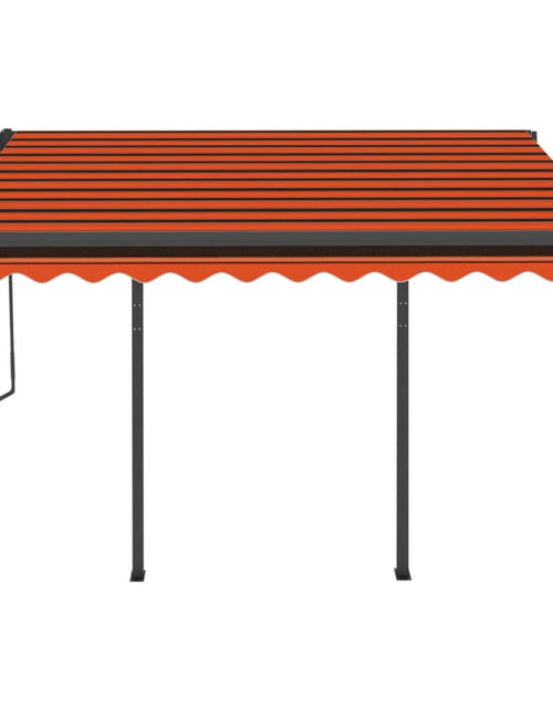 Загрузите изображение в средство просмотра галереи, Copertină retractabilă automat, stâlpi, portocaliu&amp;maro 3x2,5 m
