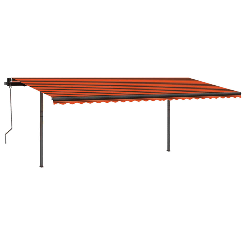 Copertină retractabilă manual, stâlpi portocaliu&maro 3,5x2,5 m