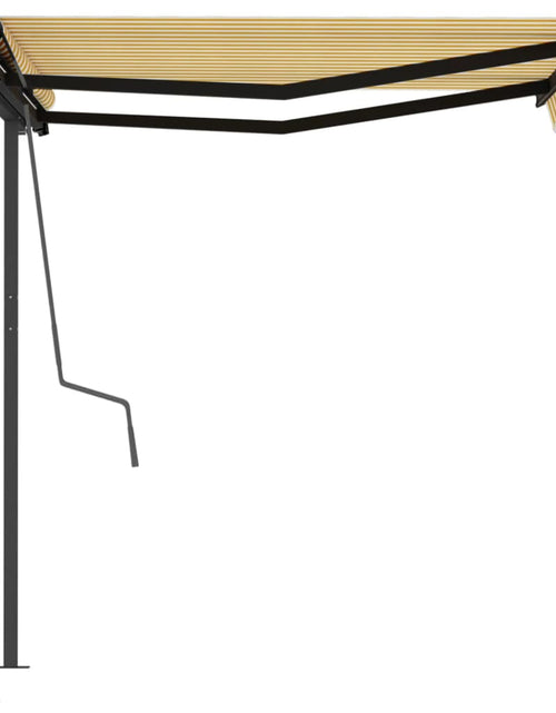 Încărcați imaginea în vizualizatorul Galerie, Copertină retractabilă automat cu stâlpi, galben&amp;alb 3,5x2,5 m
