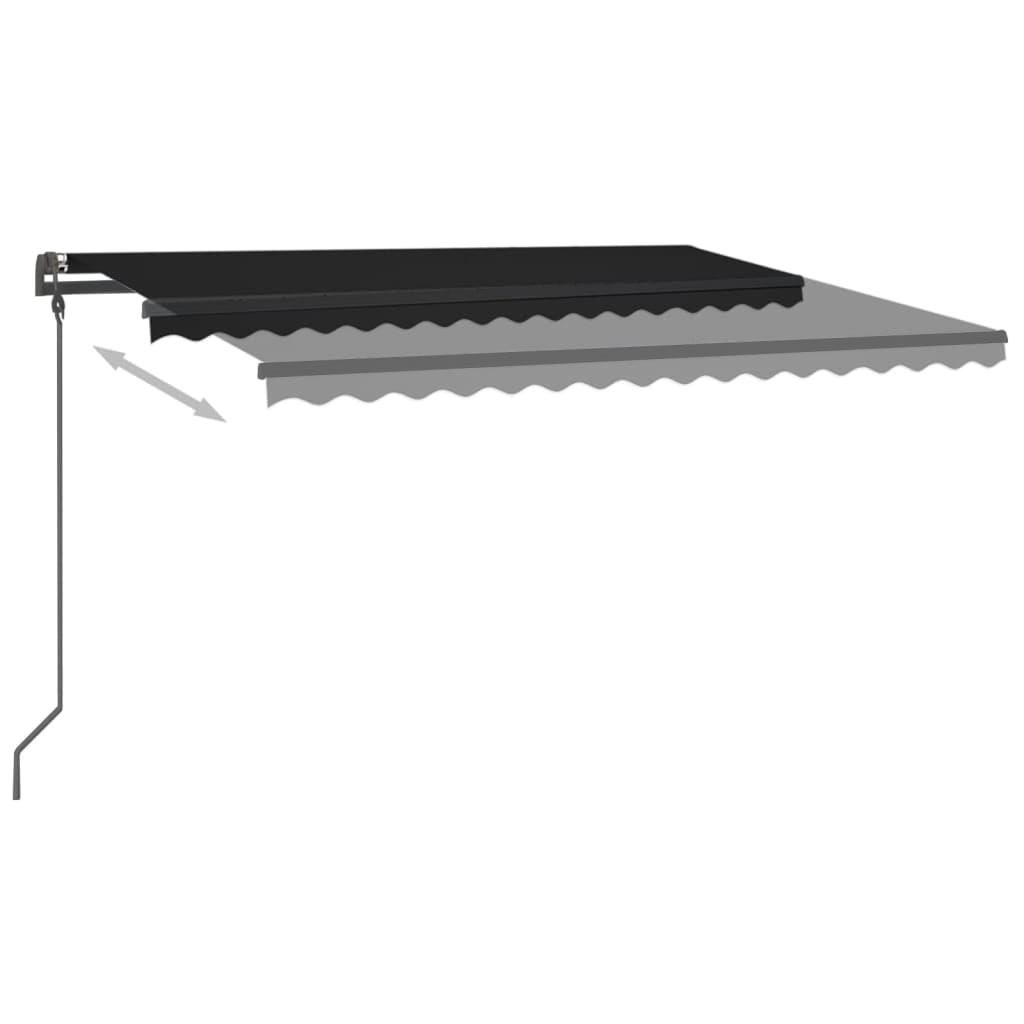 Copertină retractabilă manual, cu LED, antracit, 4x3 m