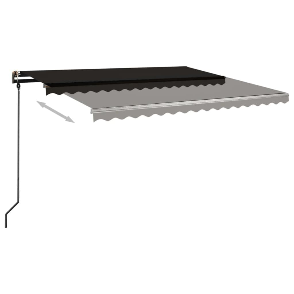 Copertină retractabilă automat, cu stâlpi, antracit, 4x3 m