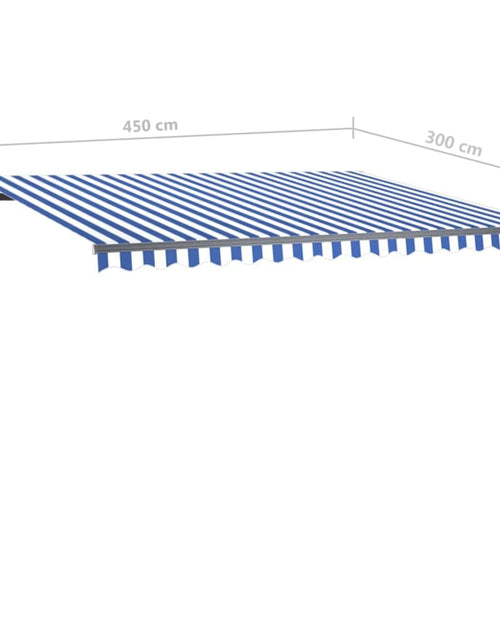 Încărcați imaginea în vizualizatorul Galerie, Copertină retractabilă manual, cu LED, albastru &amp; alb 4,5x3 m
