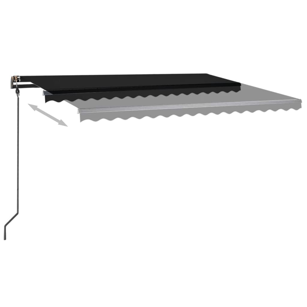 Copertină retractabilă manual, cu LED, antracit 4,5x3 m