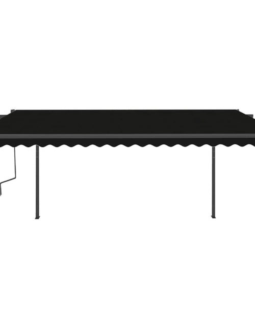 Încărcați imaginea în vizualizatorul Galerie, Copertină retractabilă manual, cu stâlpi, antracit, 5x3 m

