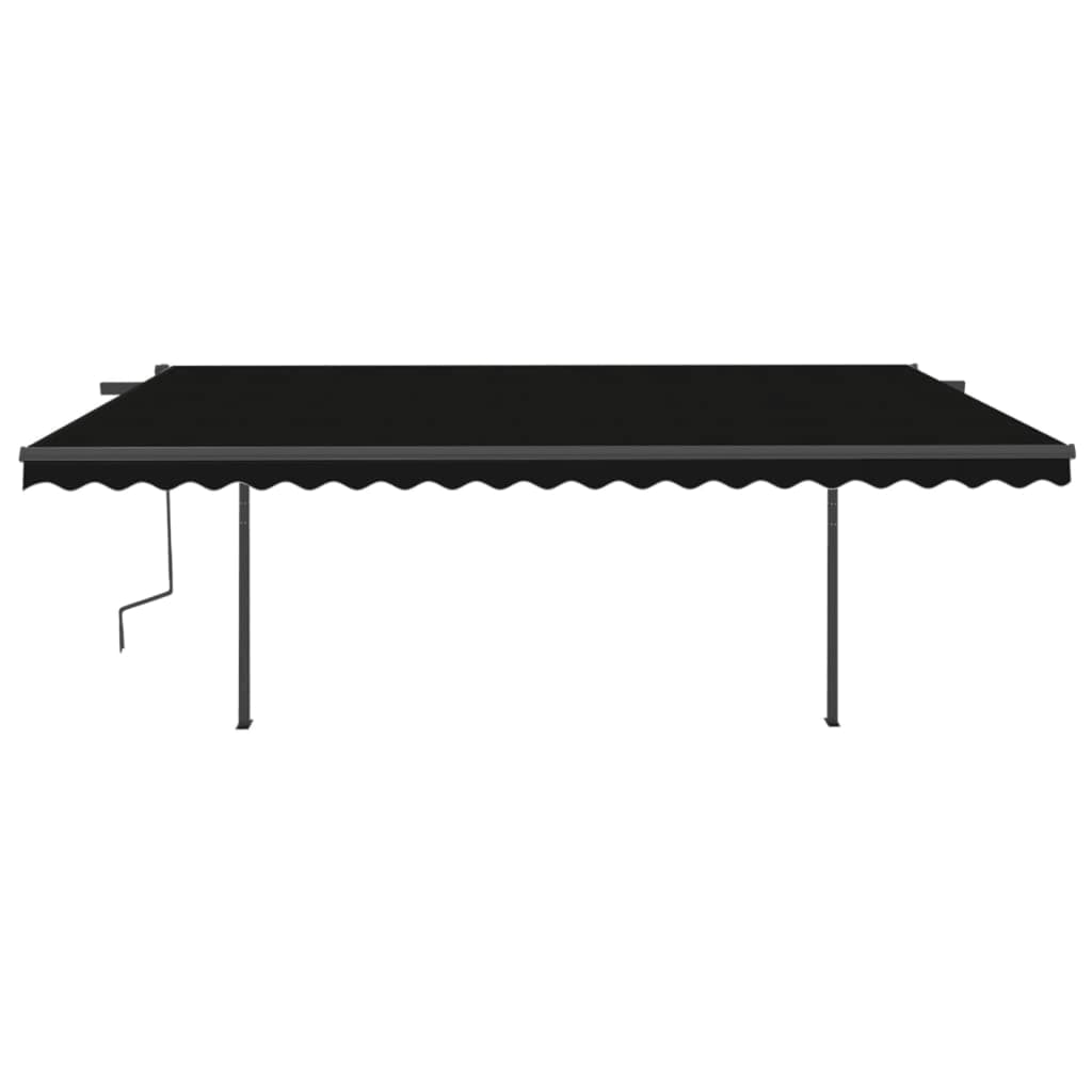 Copertină retractabilă manual, cu stâlpi, antracit, 5x3 m