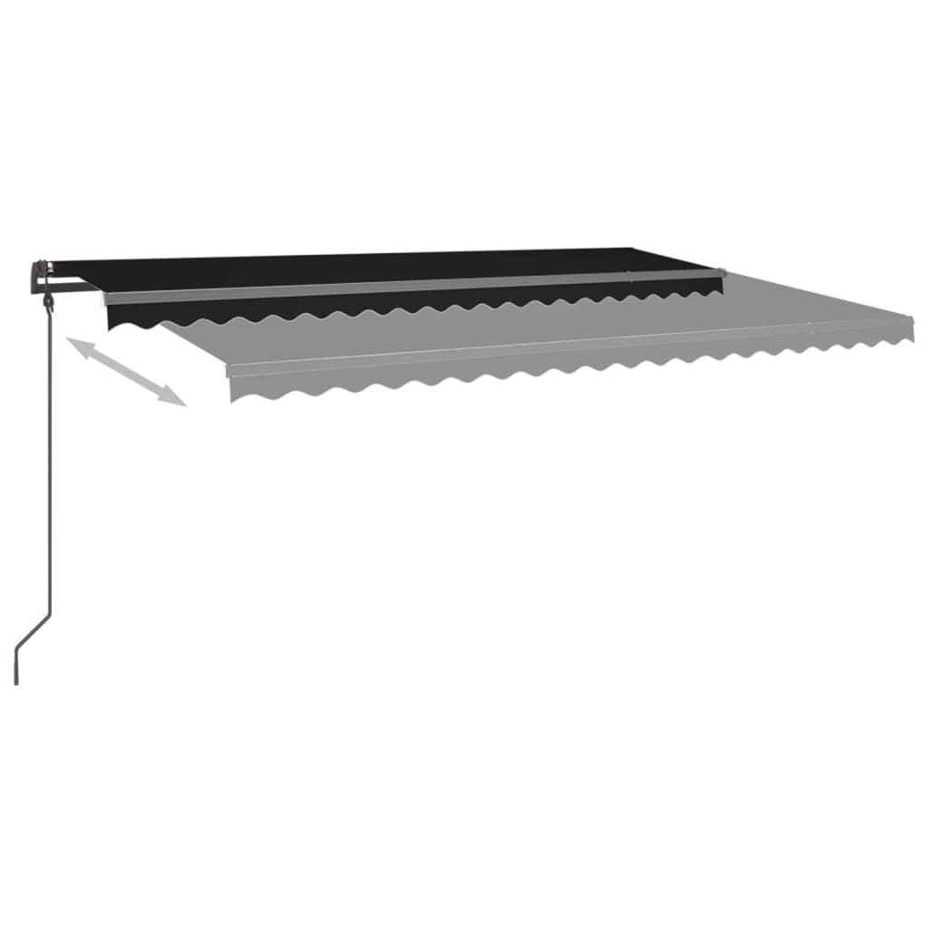 Copertină retractabilă manual, cu LED, antracit, 5x3 m