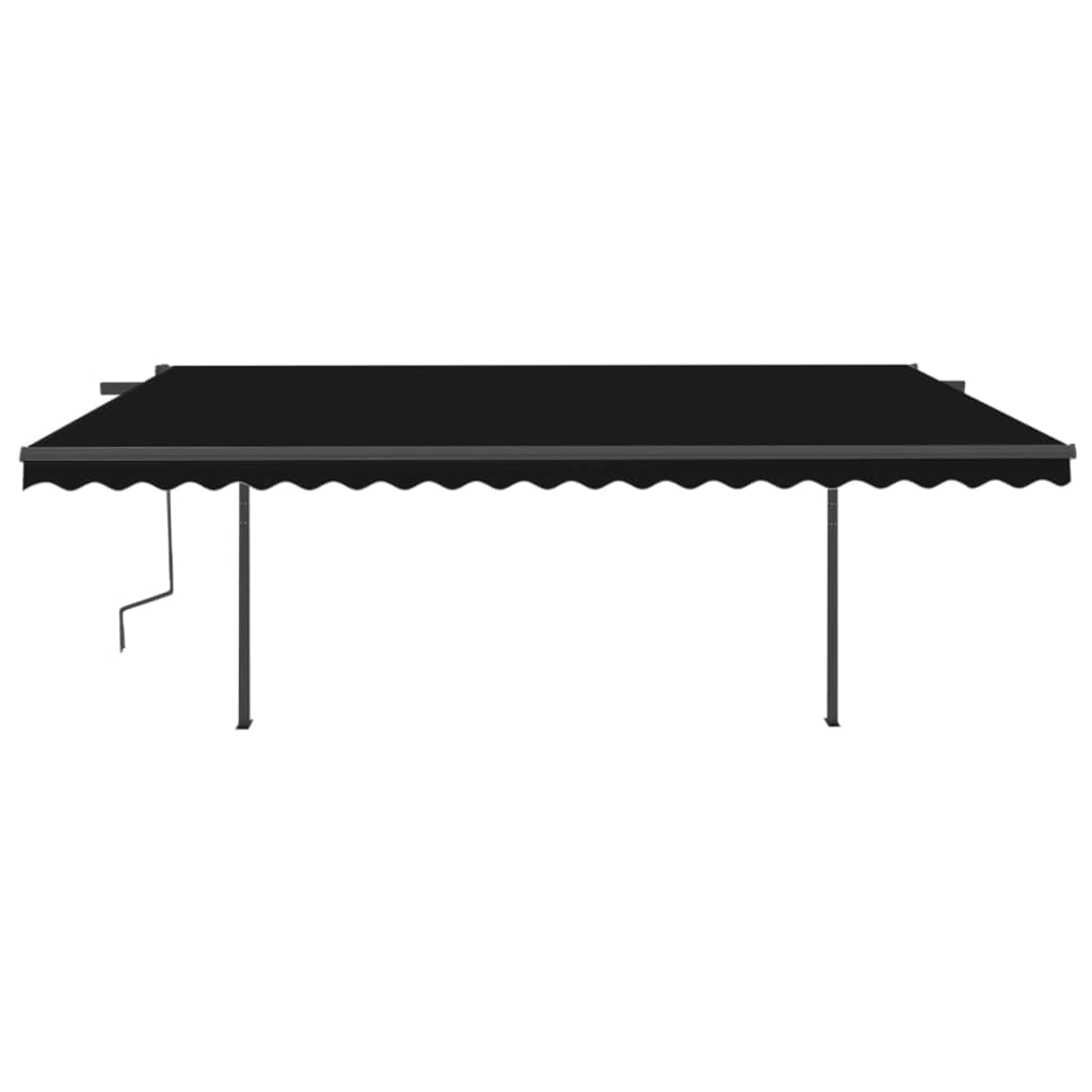 Copertină retractabilă manual, cu LED, antracit, 5x3 m