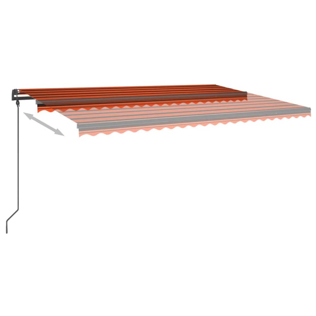 Copertină retractabilă manual, cu LED, portocaliu&maro, 5x3 m - Lando