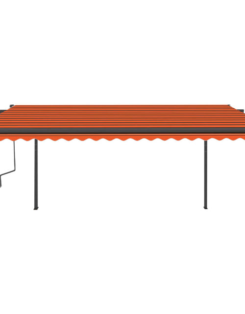 Загрузите изображение в средство просмотра галереи, Copertină retractabilă automat cu stâlpi portocaliu&amp;maro 5x3 m
