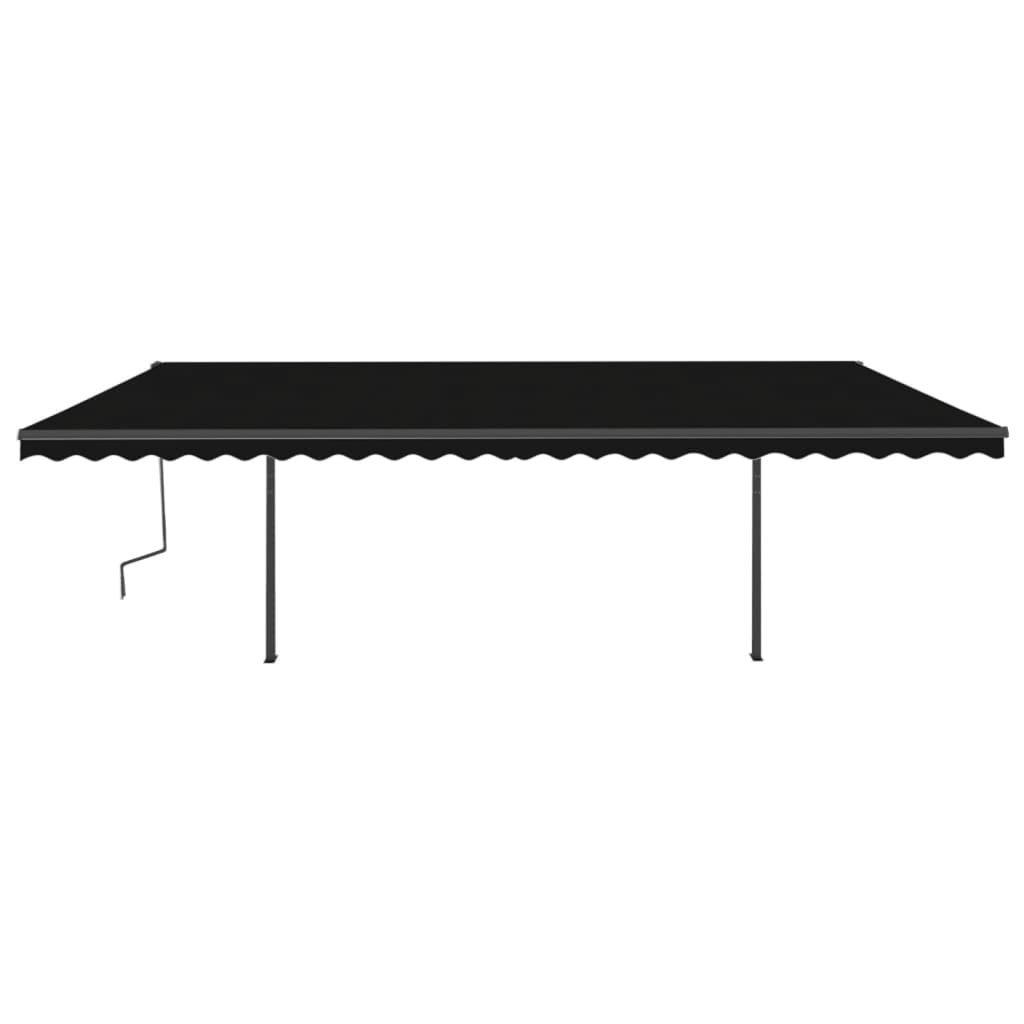 Copertină retractabilă manual cu stâlpi, antracit, 6x3 m