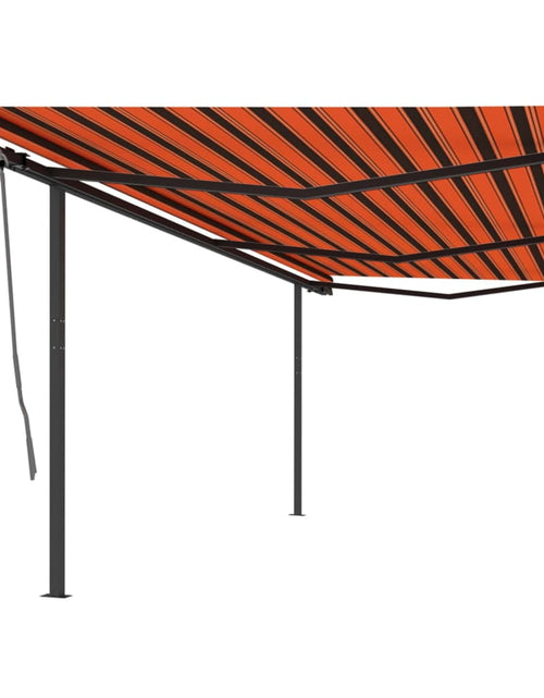 Încărcați imaginea în vizualizatorul Galerie, Copertină retractabilă manual cu stâlpi, portocaliu/maro, 6x3 m
