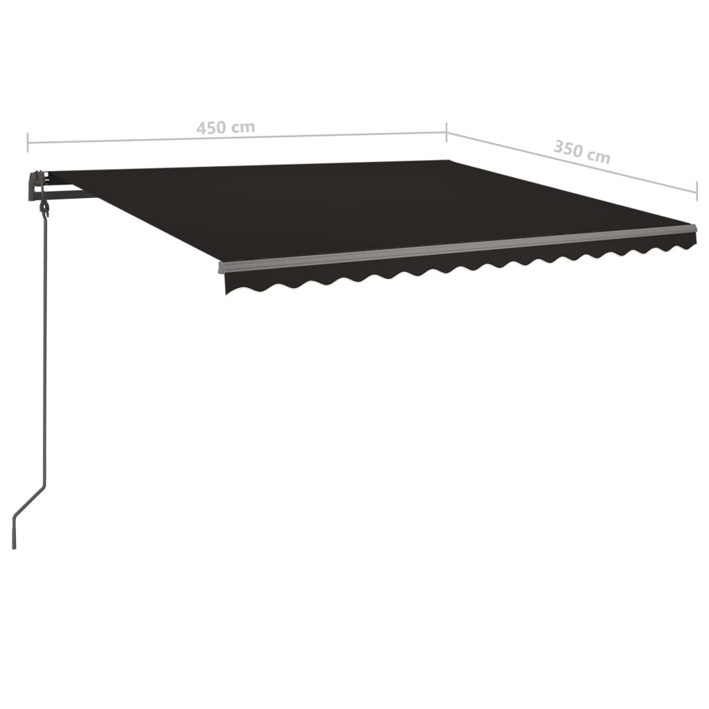 Copertină retractabilă manual, cu stâlpi, antracit, 4,5x3,5 m