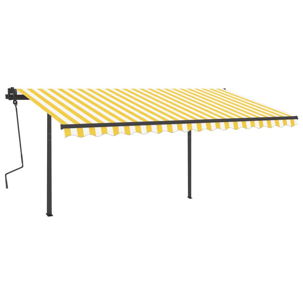 Copertină retractabilă manual, cu LED, galben și alb, 4,5x3,5 m