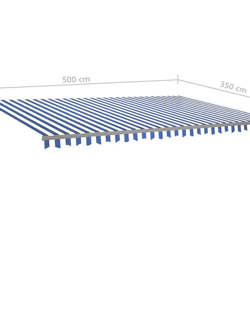 Загрузите изображение в средство просмотра галереи, Copertină retractabilă manual cu stâlpi, albastru &amp; alb 5x3,5 m
