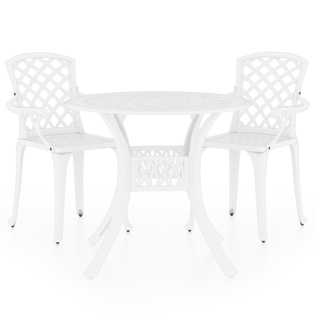 Set mobilier bistro, 3 piese, alb, aluminiu turnat - Lando