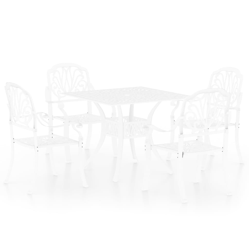 Set mobilier bistro, 5 piese, alb, aluminiu turnat - Lando