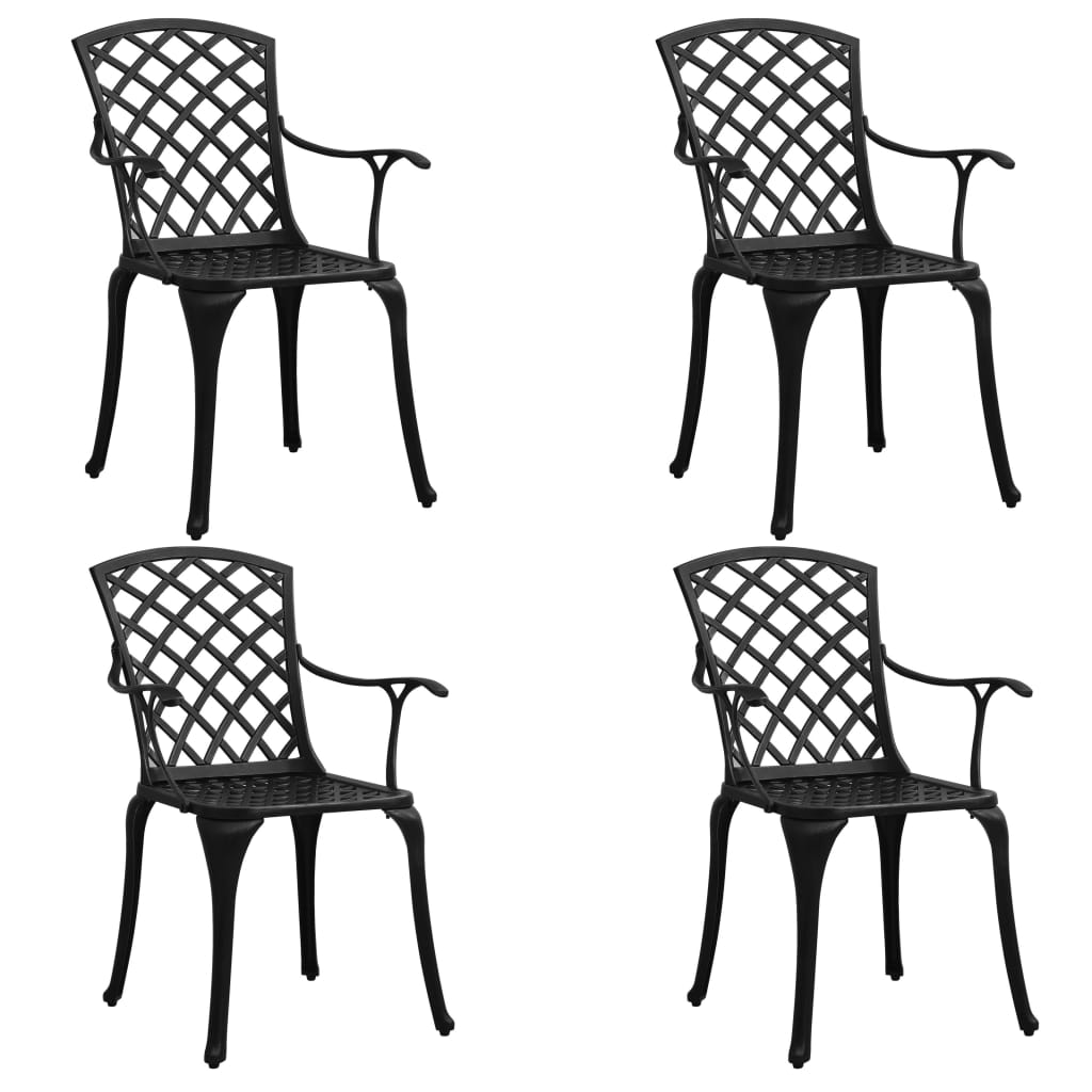 Set mobilier bistro, 5 piese, negru, aluminiu turnat - Lando