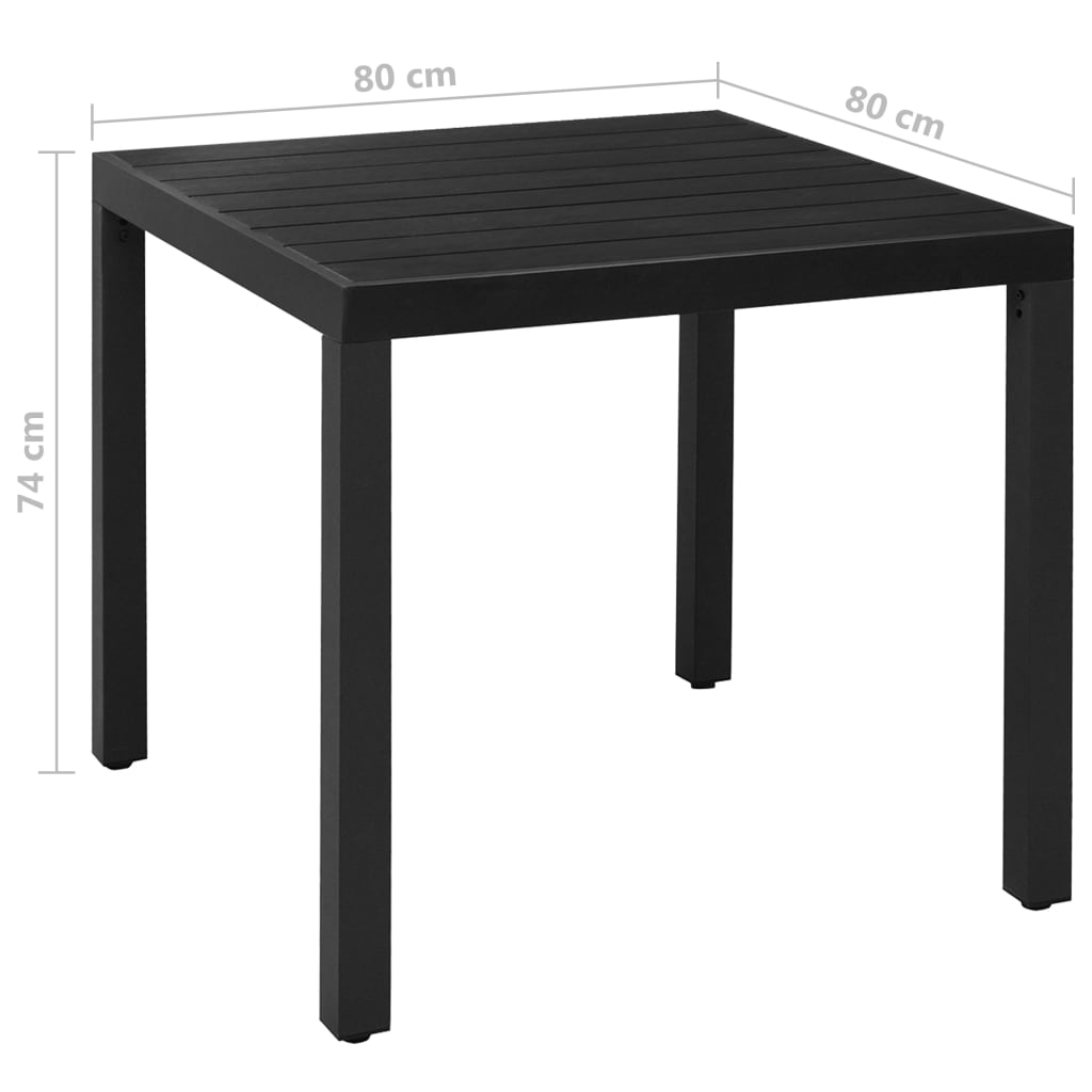 Set mobilier de exterior, 5 piese, negru, aluminiu