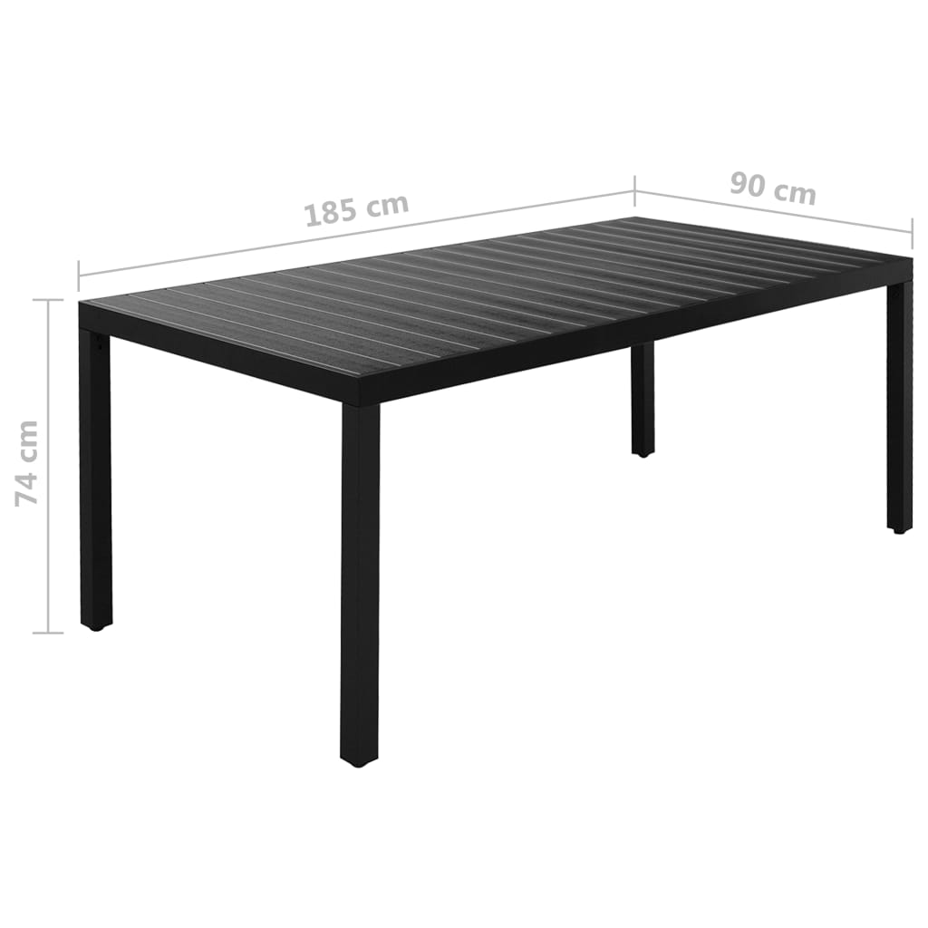 Set mobilier de grădină, 9 piese, negru, aluminiu