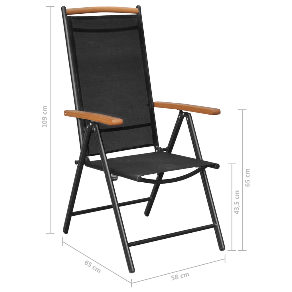 Set mobilier de grădină, 9 piese, negru, aluminiu