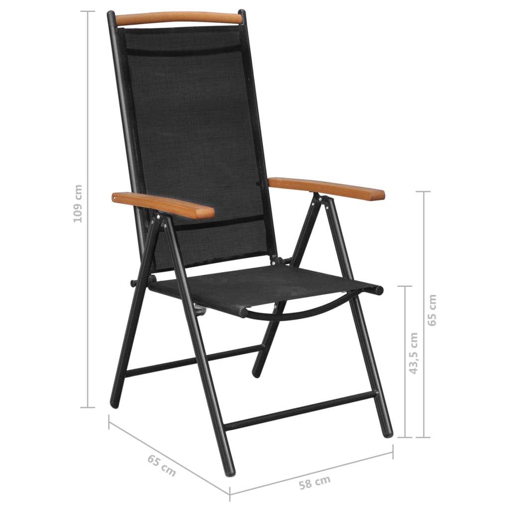 Set mobilier de grădină, 9 piese, negru, aluminiu