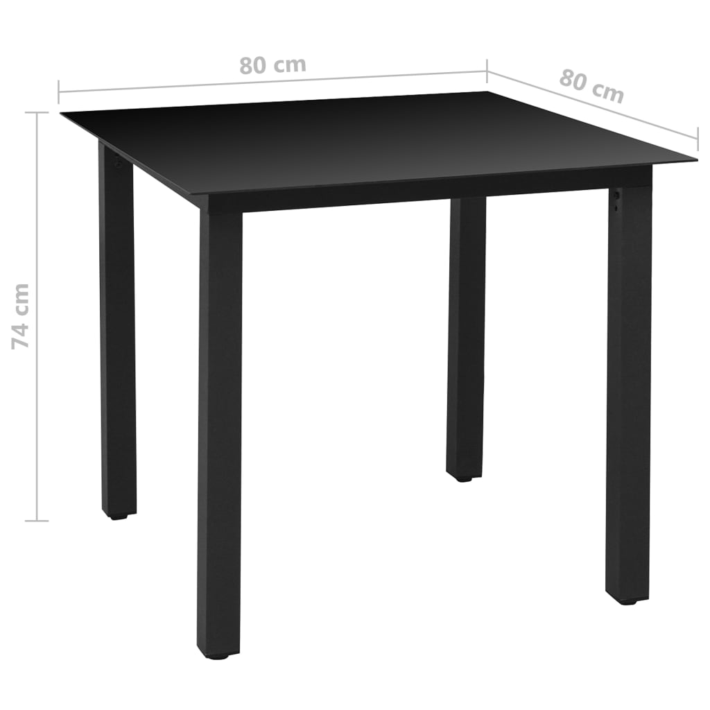 Set mobilier de grădină, 5 piese, negru, aluminiu