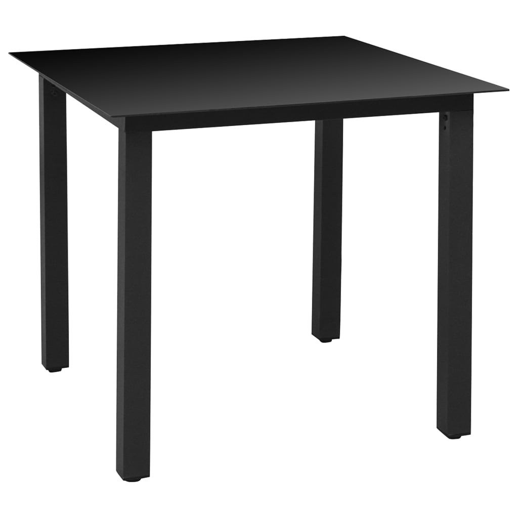 Set mobilier de grădină, 5 piese, negru, aluminiu