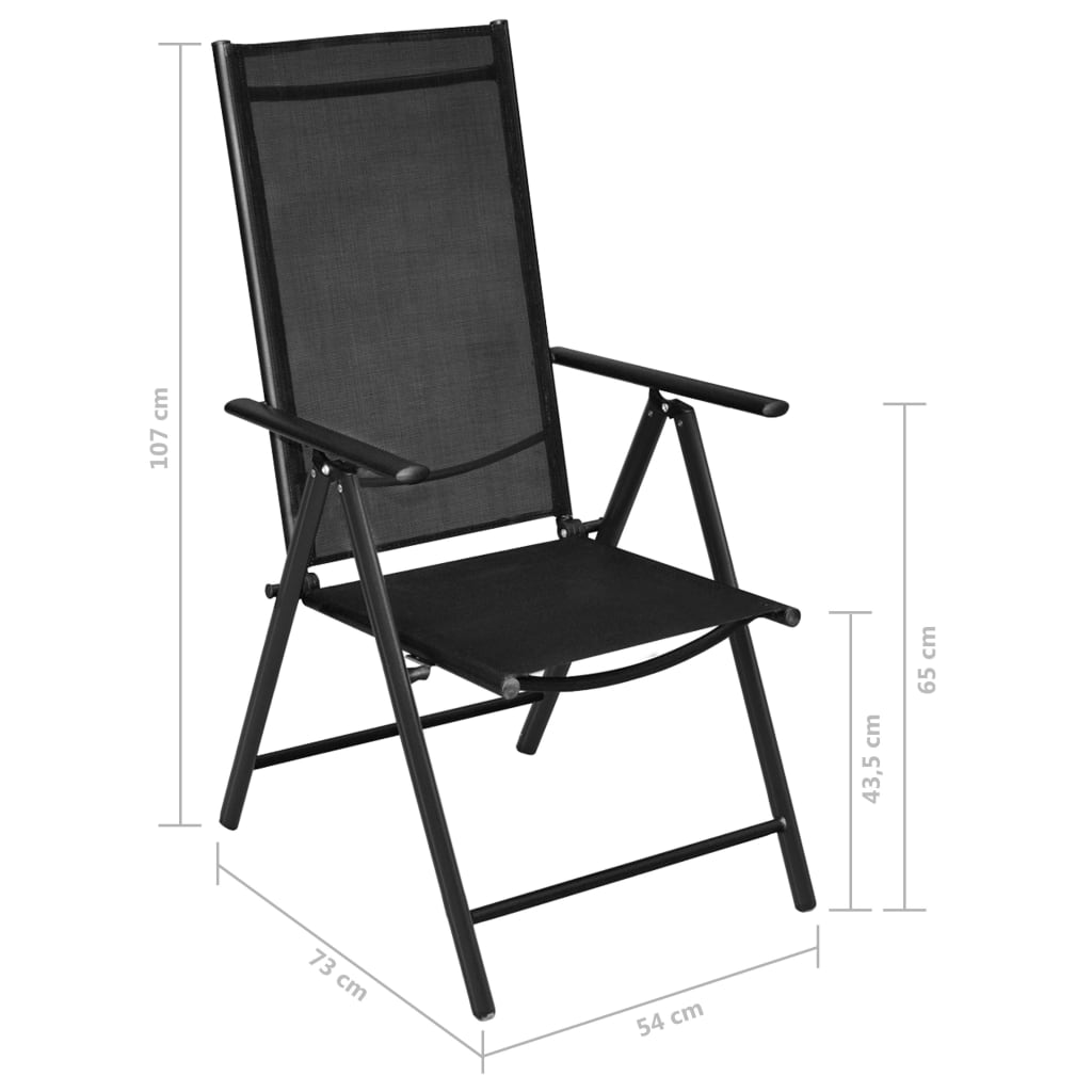 Set mobilier de grădină, 5 piese, negru, aluminiu