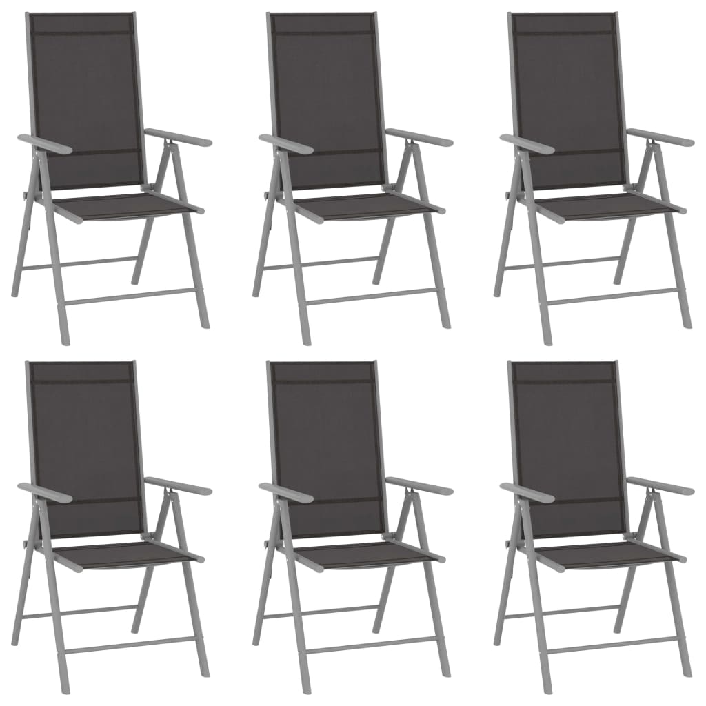 Set mobilier de grădină, 7 piese, argintiu și negru, aluminiu