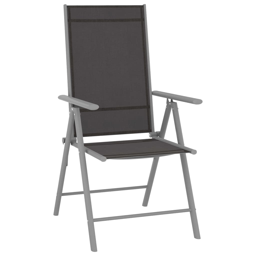 Set mobilier de grădină, 7 piese, argintiu și negru, aluminiu